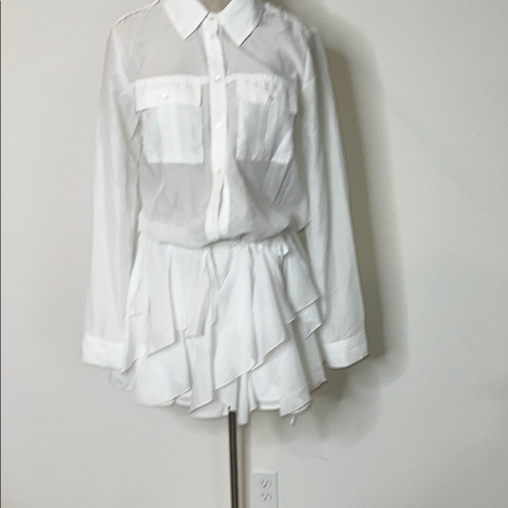 Guess Shirt Dress Ruffled Layered Skirt